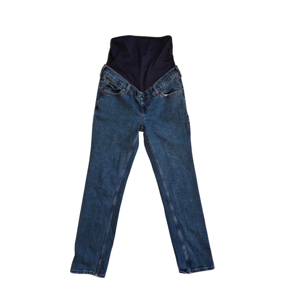 Abercrombie & Fitch Straight-Leg Maternity Jeans in Dark Blue with Navy Panel